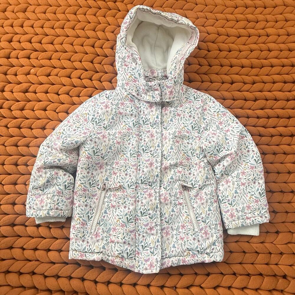 Primark Floral Coat Parka Winter Jacket Hood Girls 2 3 2T 3T